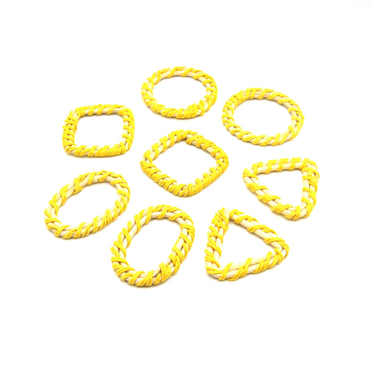 Rattan Wood Earring Finding | Handmade Natural Yellow Interwoven Reed  Square Circle Triangle Oval Jewelry Component - Sold in Pairs