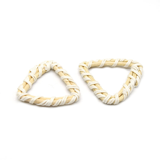 Rattan Wood Earring Finding | Handmade Natural White Interwoven Reed  Square Circle Triangle Oval Jewelry Component - Sold in Pairs