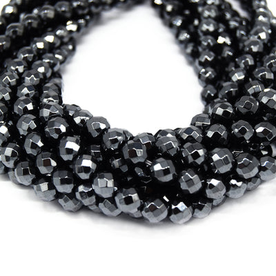 Hematite Beads | Gunmetal Faceted Round Natural Gemstone Beads - 3mm 4mm 6mm 8mm 10mm 12mm 14mm Available