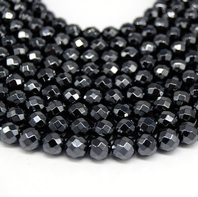 Hematite Beads | Gunmetal Faceted Round Natural Gemstone Beads - 3mm 4mm 6mm 8mm 10mm 12mm 14mm Available
