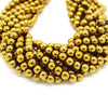 Hematite Beads | Metallic Gold Round Natural Gemstone Beads - 4mm 6mm 8mm 10mm Available