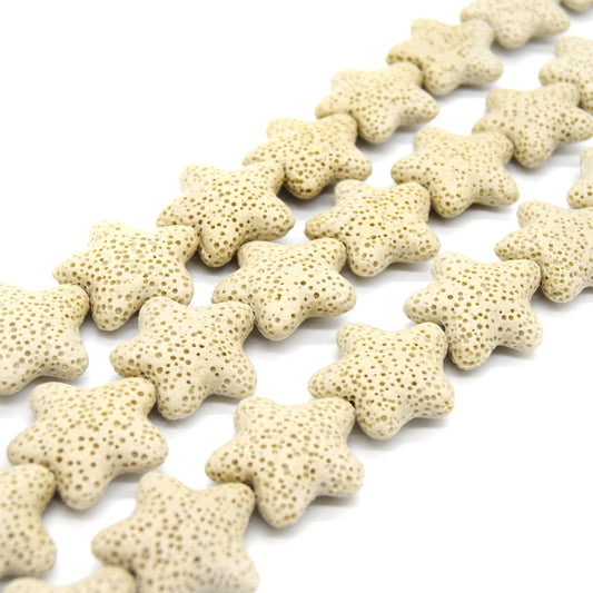 Star Lava Beads | Natural Tan Lava Rock Beads - 22mm 27mm 42mm Available