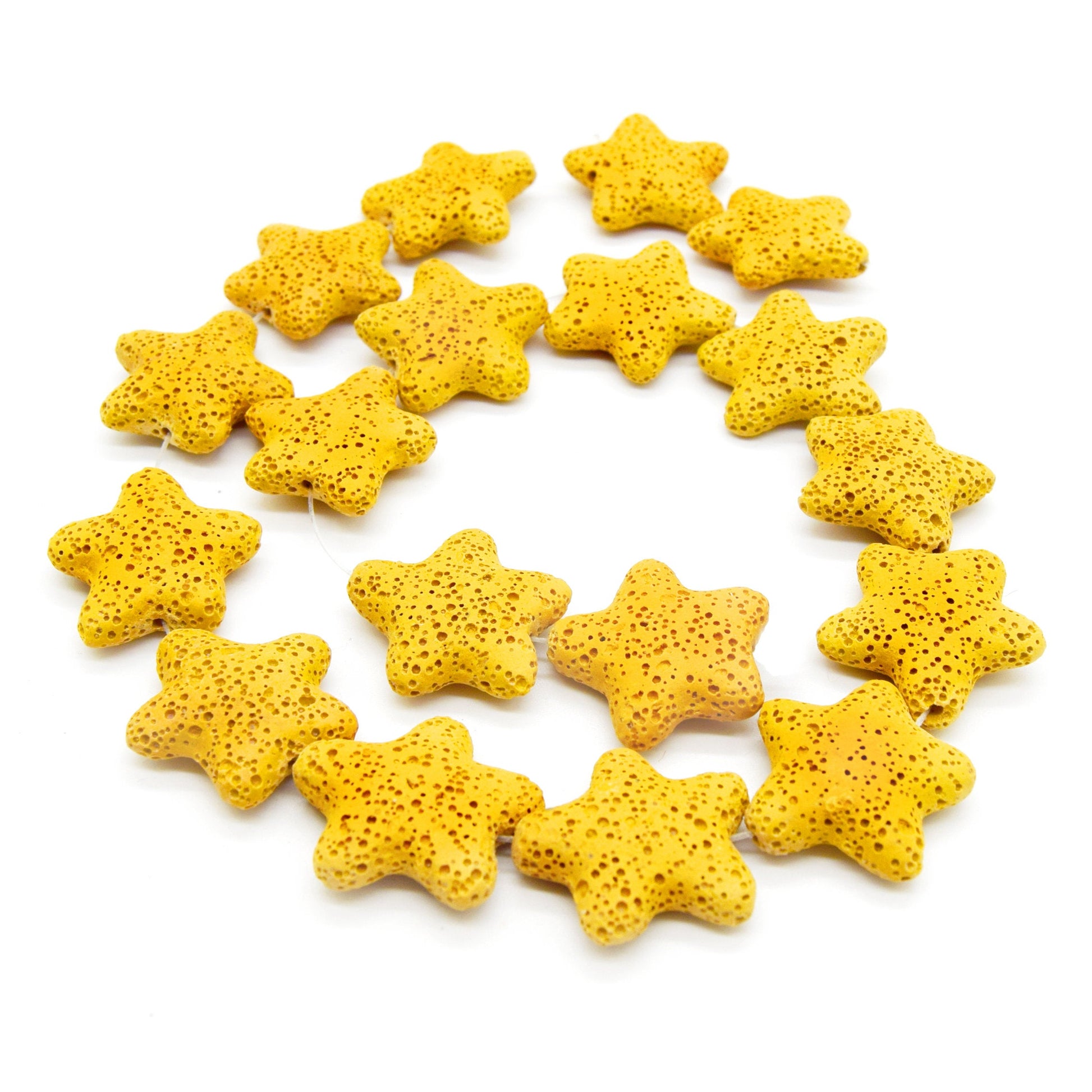 Star Lava Beads | Natural Yellow Lava Rock Beads - 22mm 27mm 42mm Available