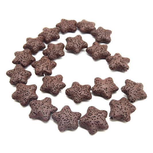 Star Lava Beads | Natural Brown Lava Rock Beads - 22mm 27mm 42mm Available