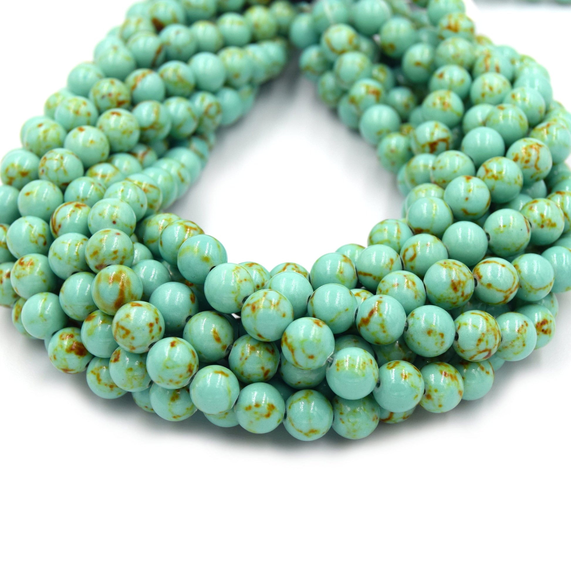 Reconstituted Howlite Beads | Polished Turquoise Round Shaped Beads - Available in 6mm 8mm 10mm 12mm