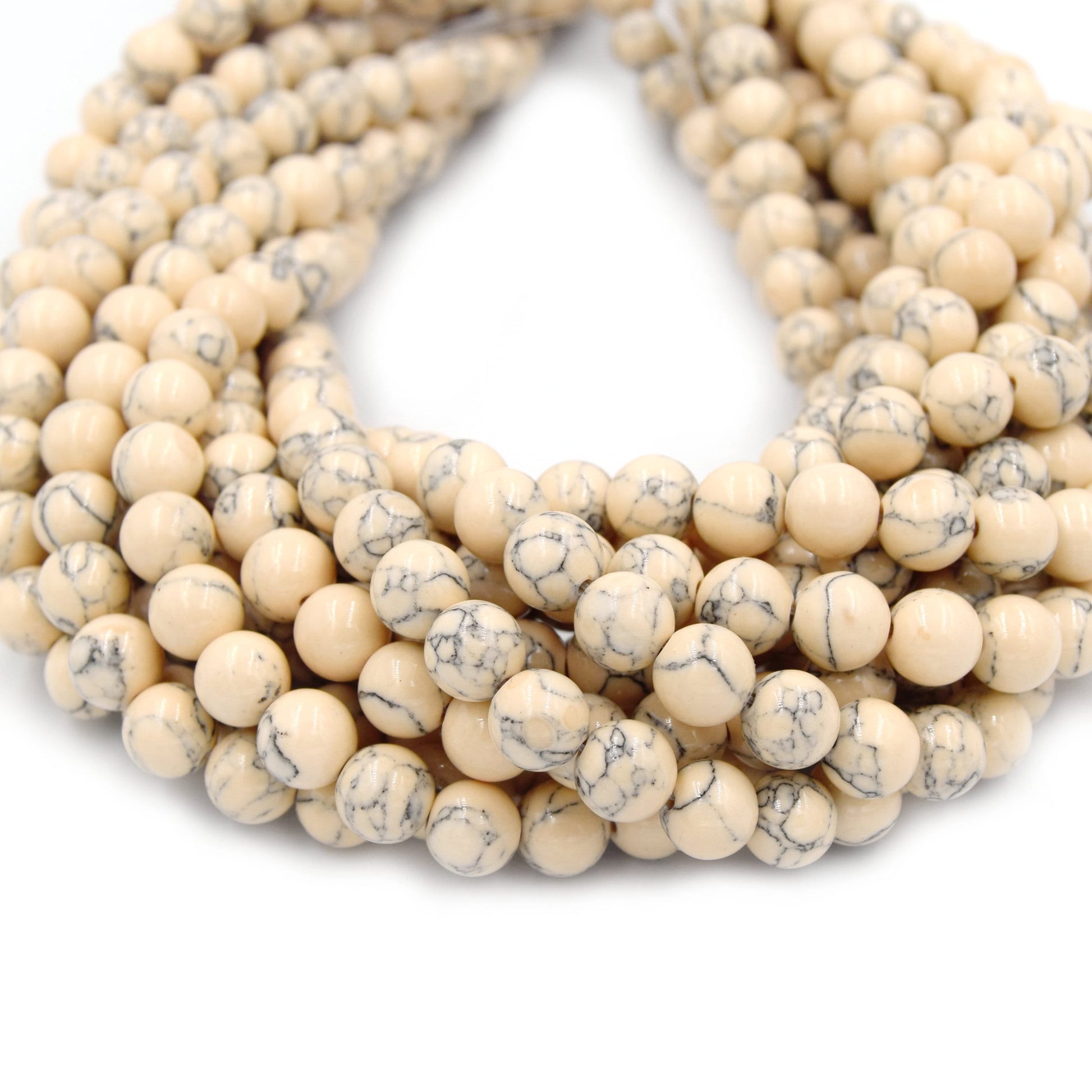 Reconstituted Howlite Beads | Polished Turquoise Round Shaped Beads - Available in 6mm 8mm 10mm 12mm