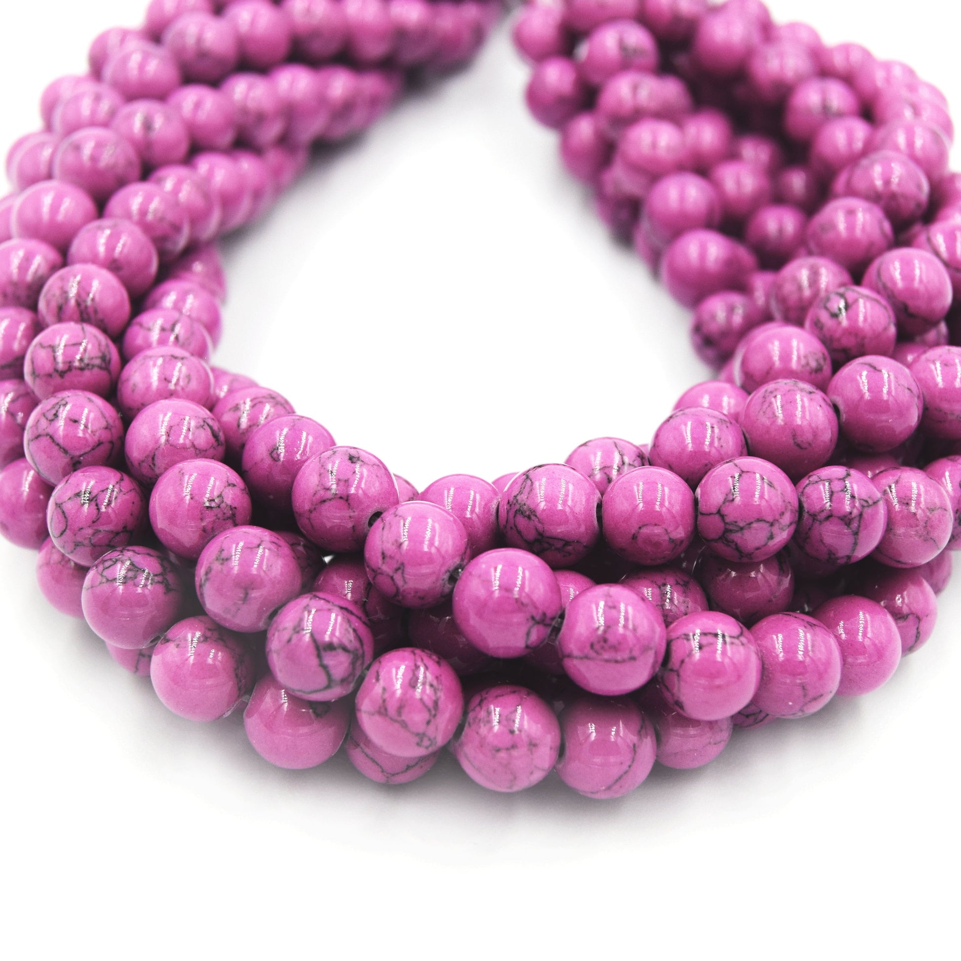 Reconstituted Howlite Beads | Polished Turquoise Round Shaped Beads - Available in 6mm 8mm 10mm 12mm