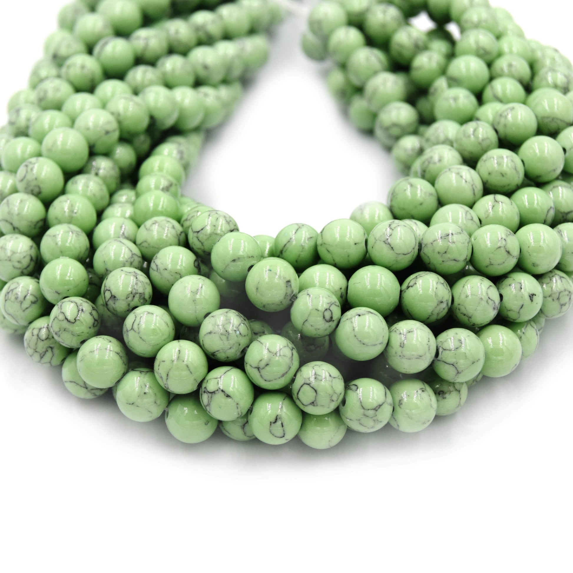 Reconstituted Howlite Beads | Polished Turquoise Round Shaped Beads - Available in 6mm 8mm 10mm 12mm