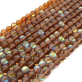 Synthetic Moonstone Beads | Mystic Aura Quartz Beads | Brown Matte Holographic Glass Beads - 6mm 8mm 10mm 12mm Available