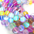 Synthetic Moonstone Beads | Mystic Aura Quartz Beads | Rainbow Matte Holographic Glass Beads - 6mm 8mm 10mm 12mm Available