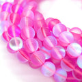 Synthetic Moonstone Beads | Mystic Aura Quartz Beads | Pink Matte Holographic Glass Beads - 6mm 8mm 10mm 12mm Available