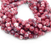Dyed Mottled Jade Beads | Dyed Red Gray and White Round Gemstone Beads - 8mm 10mm 12mm Available