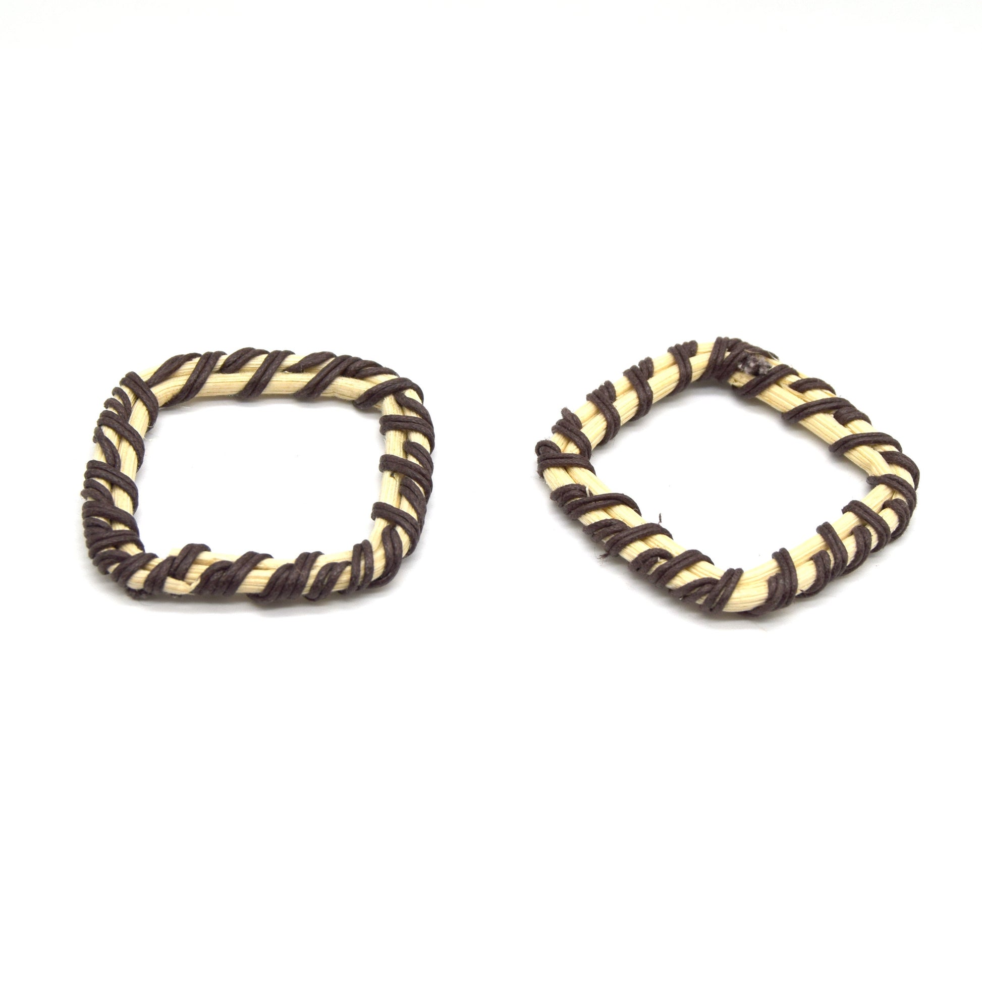 Rattan Wood Earring Finding | Handmade Natural Brown Interwoven Reed  Square Circle Triangle Oval Jewelry Component - Sold in Pairs