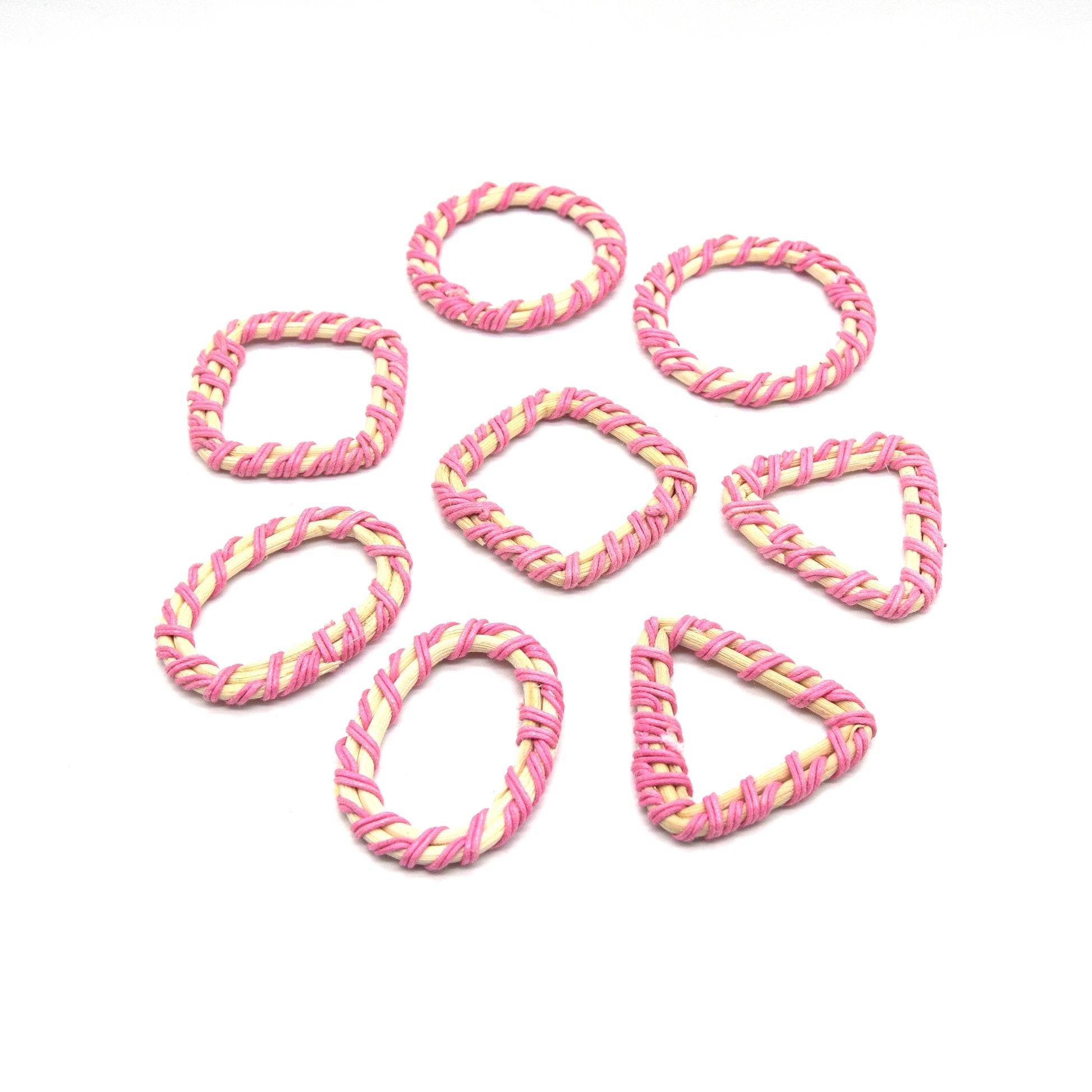 Rattan Wood Earring Finding | Handmade Natural Pink Interwoven Reed  Square Circle Triangle Oval Jewelry Component - Sold in Pairs