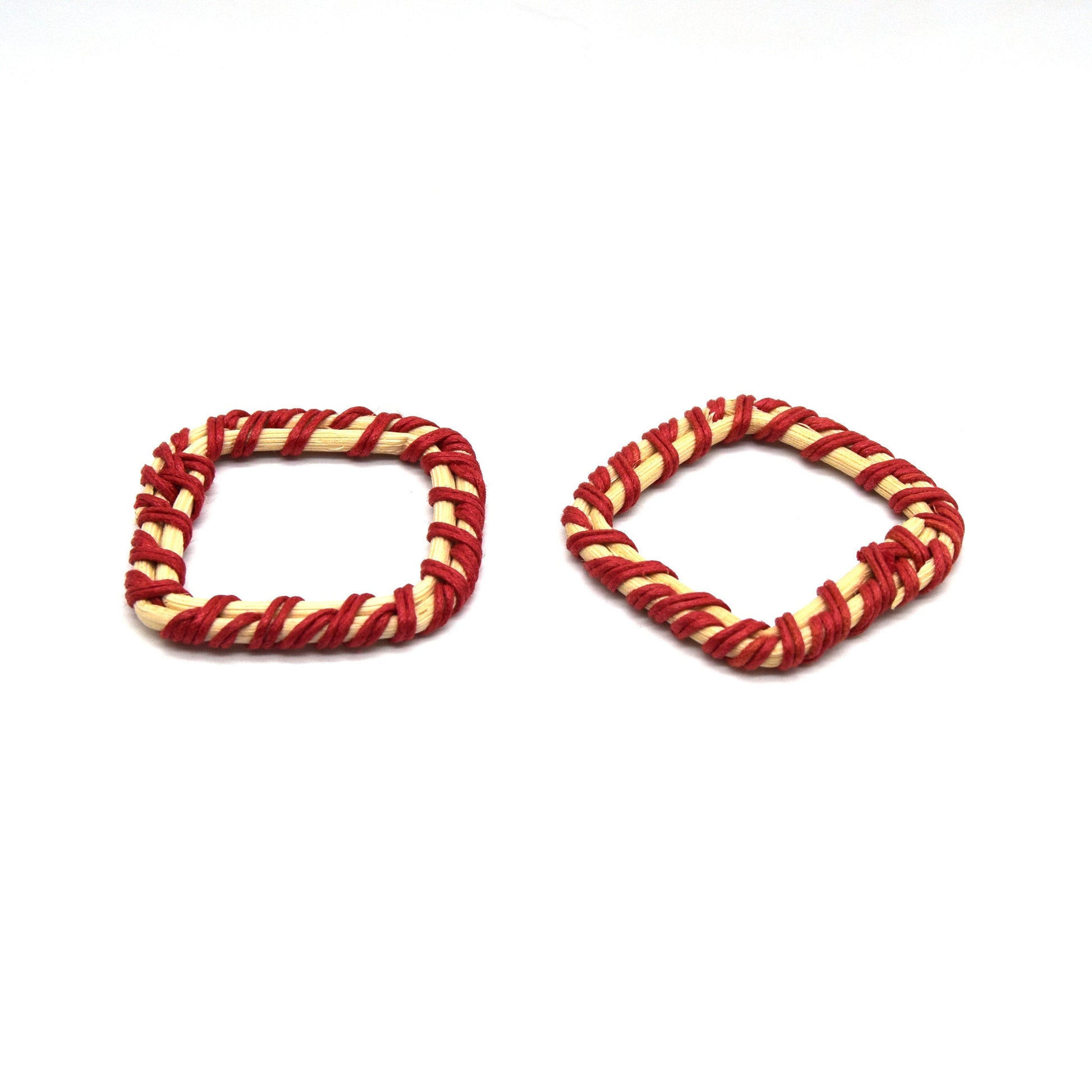 Rattan Wood Earring Finding | Handmade Natural Red Interwoven Reed  Square Circle Triangle Oval Jewelry Component - Sold in Pairs