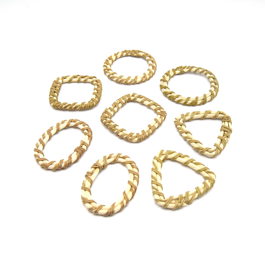 Rattan Wood Earring Finding | Handmade Natural Tan Interwoven Reed  Square Circle Triangle Oval Jewelry Component - Sold in Pairs