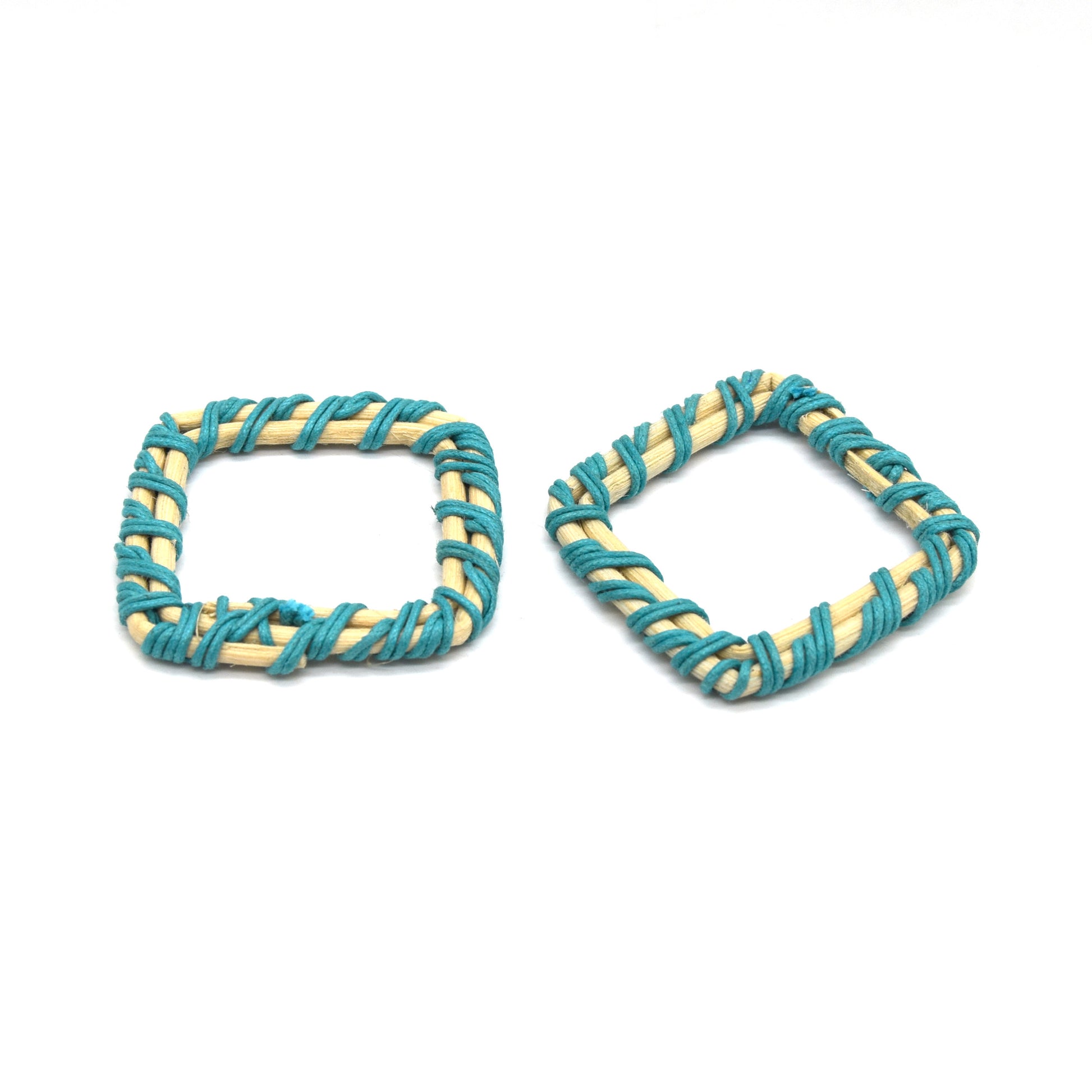 Rattan Wood Earring Finding | Handmade Natural Teal Interwoven Reed  Square Circle Triangle Oval Jewelry Component - Sold in Pairs