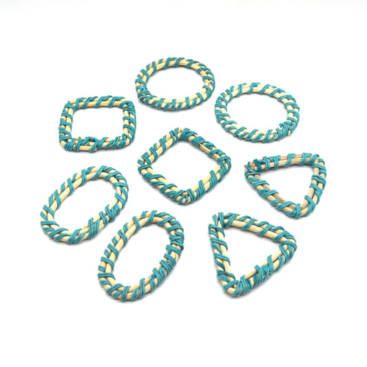 Rattan Wood Earring Finding | Handmade Natural Teal Interwoven Reed  Square Circle Triangle Oval Jewelry Component - Sold in Pairs