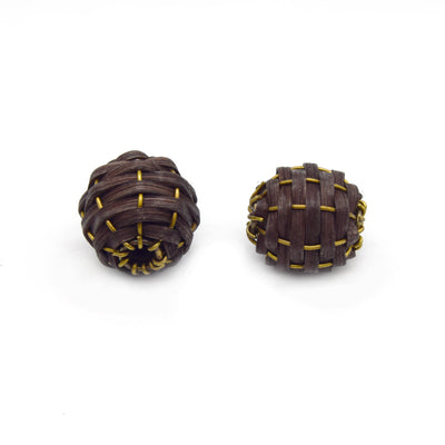 Rattan Wood Earring Finding | (Pairs) Handmade Natural Woven Reed Bead Jewelry Component - Sold in Pairs