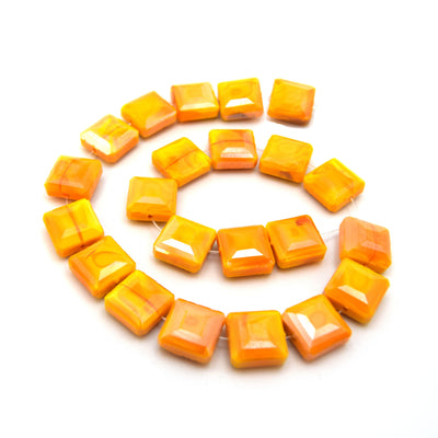 Yellow Orange Chinese Crystal Beads | Hexagon, Rectangle, Oval, Square, Coin, Teardrop, Shaped Glass Beads