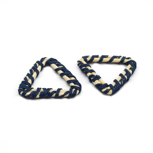 Rattan Wood Earring Finding | Handmade Natural Navy Blue Interwoven Reed  Square Circle Triangle Oval Jewelry Component - Sold in Pairs