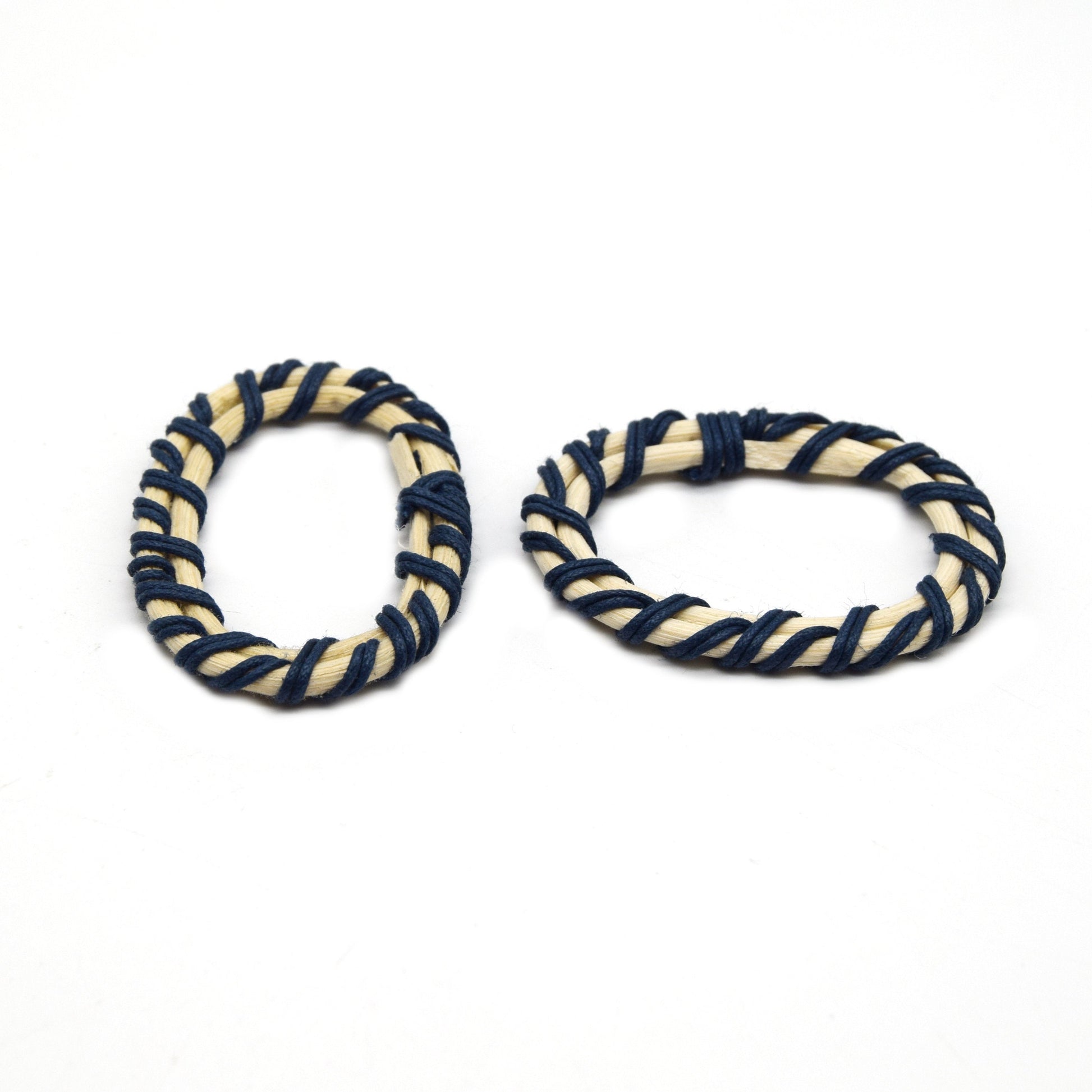 Rattan Wood Earring Finding | Handmade Natural Navy Blue Interwoven Reed  Square Circle Triangle Oval Jewelry Component - Sold in Pairs