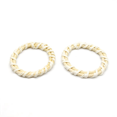 Rattan Wood Earring Finding | Handmade Natural White Interwoven Reed  Square Circle Triangle Oval Jewelry Component - Sold in Pairs