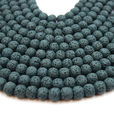 Lava Beads | Dark Teal Round Diffuser Beads - 6mm 8mm 10mm 12mm 14mm 16mm 18mm Available