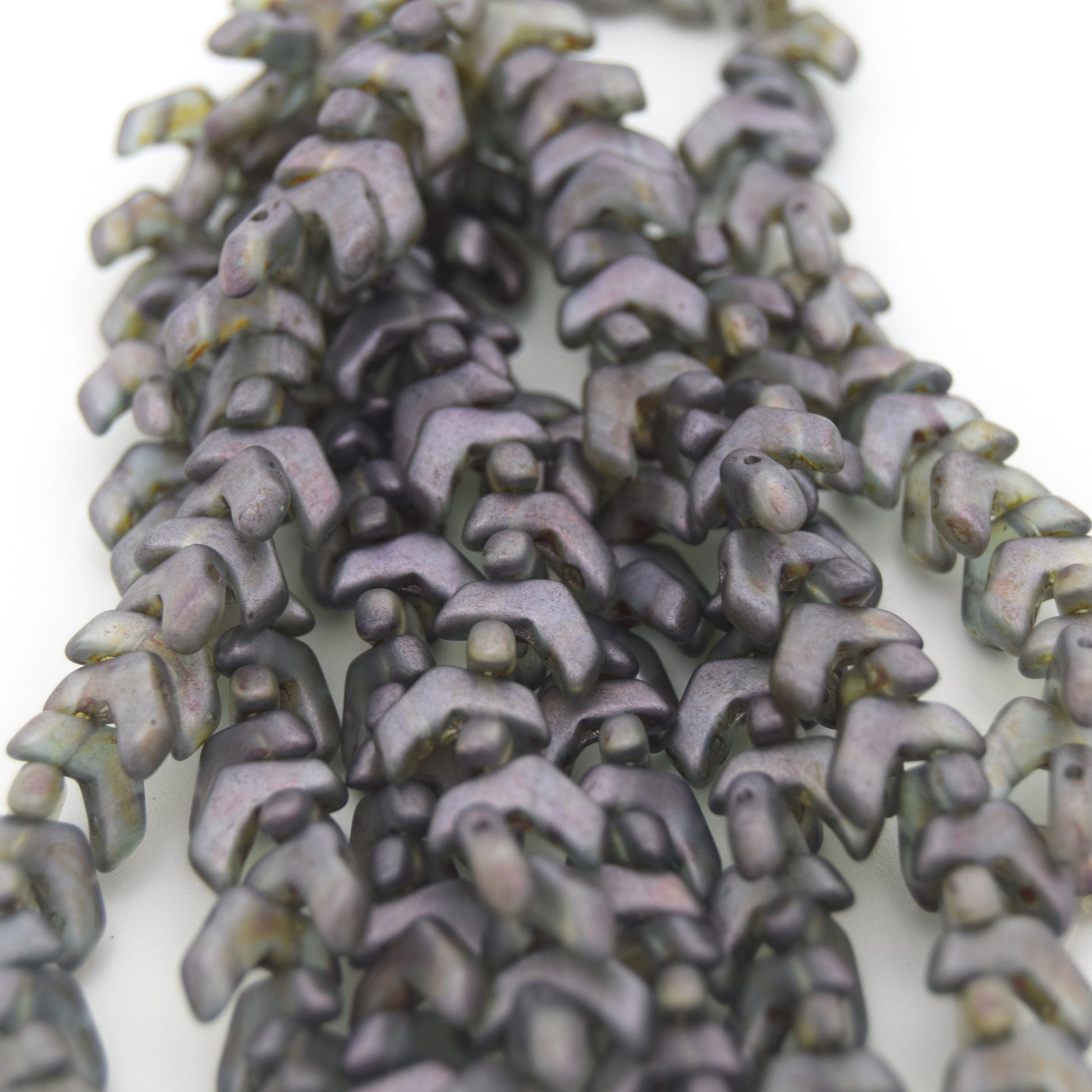 Chevron Duo Beads | 10mm x 4mm Crystal Matte Lazure Blue - 2 hole Czech Glass | 30 Beads per strand