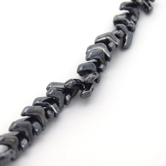 Chevron Duo Beads | 10mm x 4mm Chalk Gunmetal - 2 hole Czech Glass | 30 Beads per strand