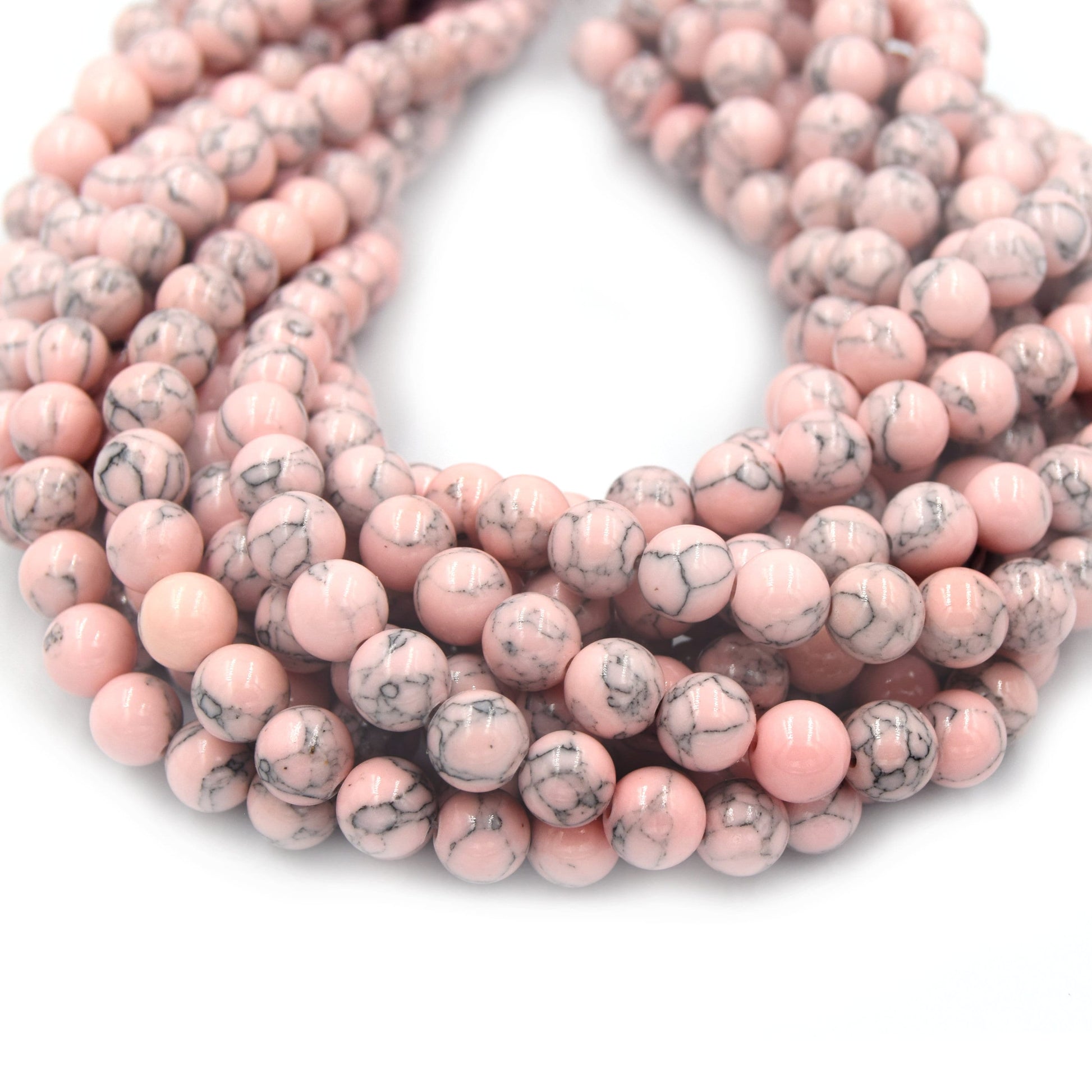 Reconstituted Howlite Beads | Polished Turquoise Round Shaped Beads - Available in 6mm 8mm 10mm 12mm