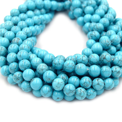 Reconstituted Howlite Beads | Polished Turquoise Round Shaped Beads - Available in 6mm 8mm 10mm 12mm