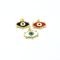 Enamel Brass Pendant | 16mm Enamel Evil Eye - White, Black, Red available