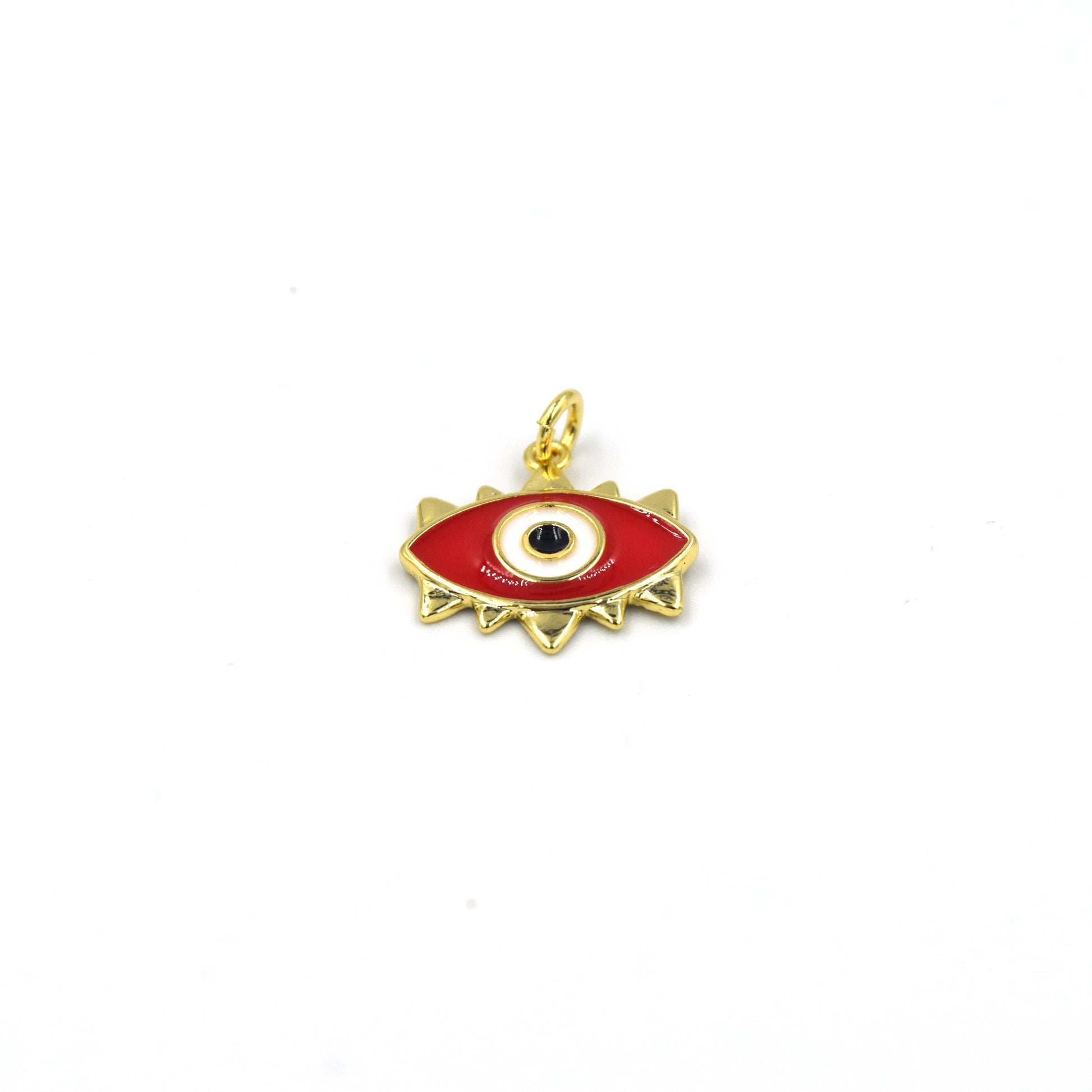 Enamel Brass Pendant | 16mm Enamel Evil Eye - White, Black, Red available