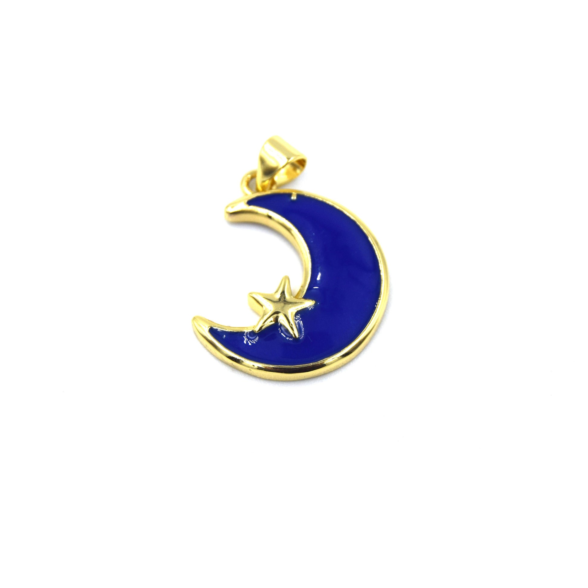 Celestial Jewelry Pendant | 20mm Enamel Moon and Star Pendant