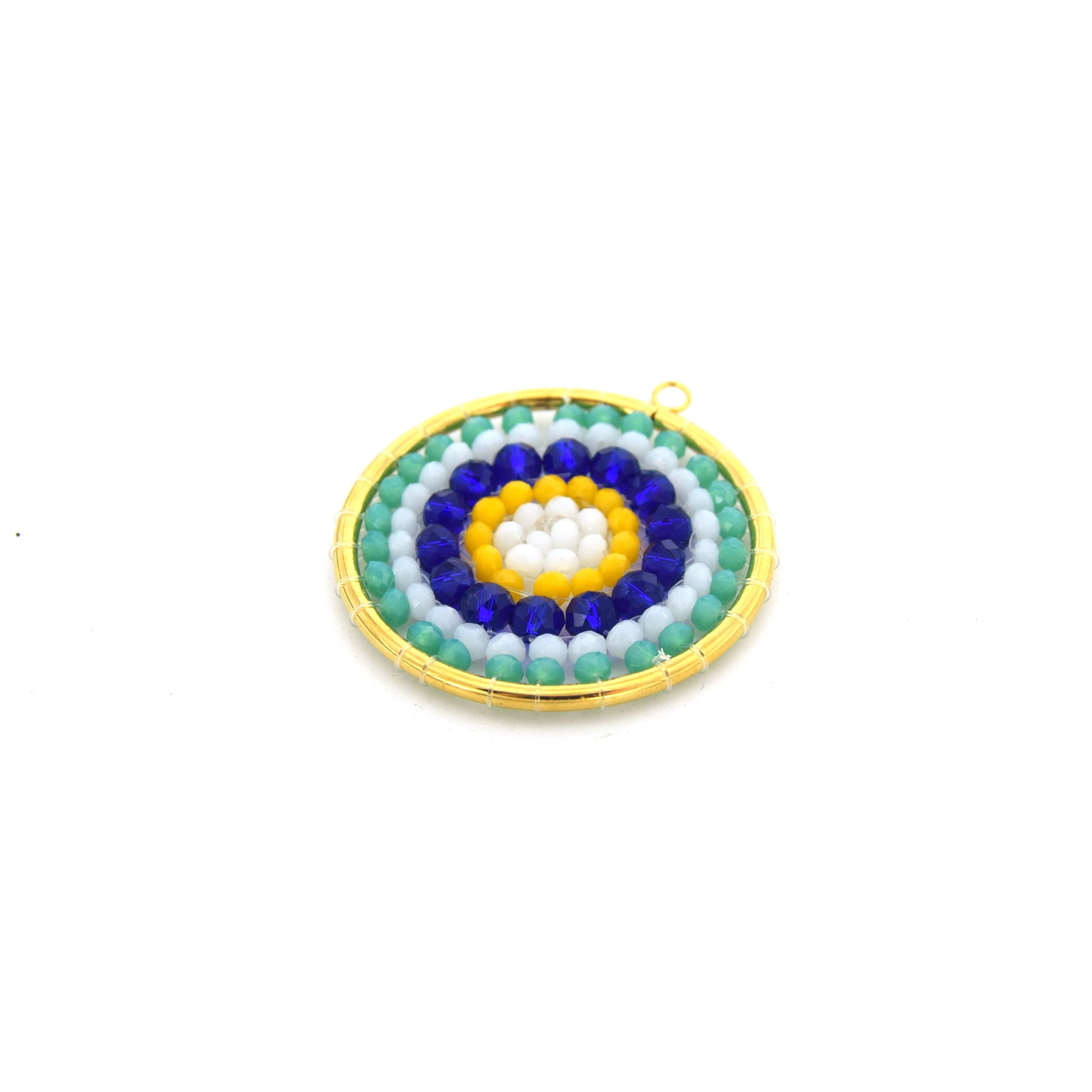 Beaded Pendant | Seed Bead Component | 35mm Circle Shaped Gold Jewelry Component