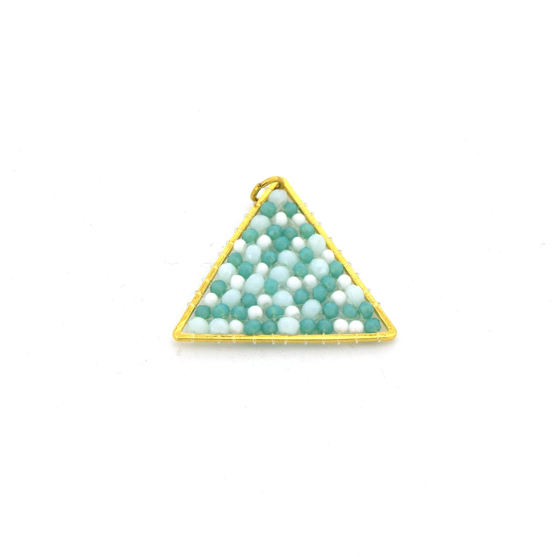Seed Bead Component | 25mm x 30mm Triangle Shaped Gold Jewelry Component -Red, Black, Teal Available