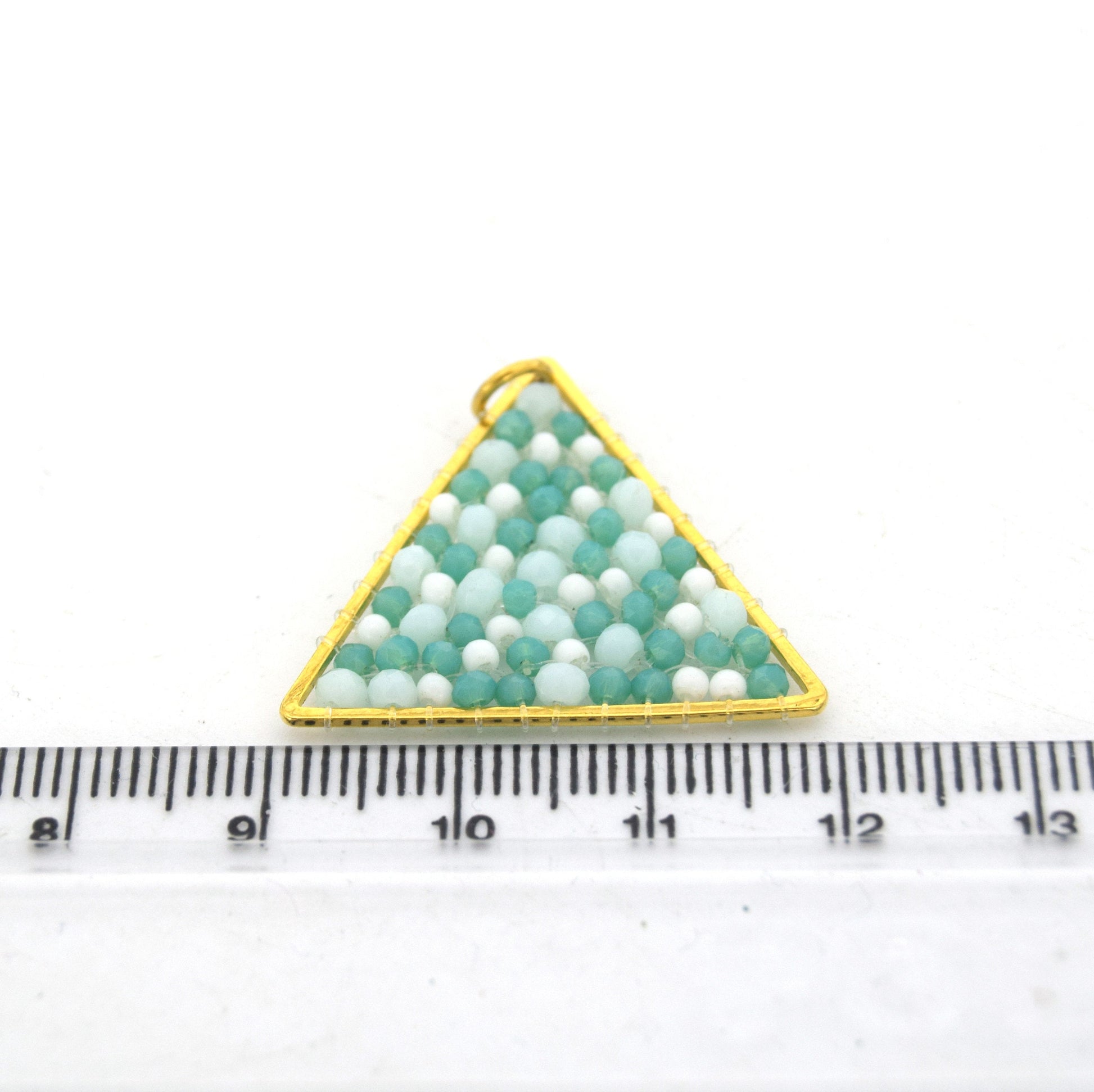 Seed Bead Component | 25mm x 30mm Triangle Shaped Gold Jewelry Component -Red, Black, Teal Available