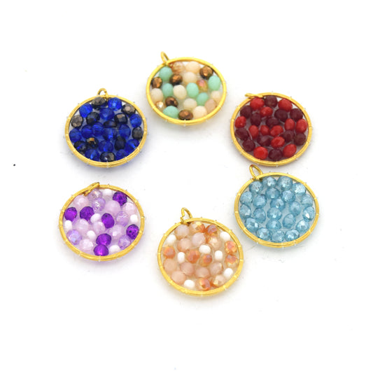Seed Bead Component | 15mm Circle Shaped Gold Jewelry Component -