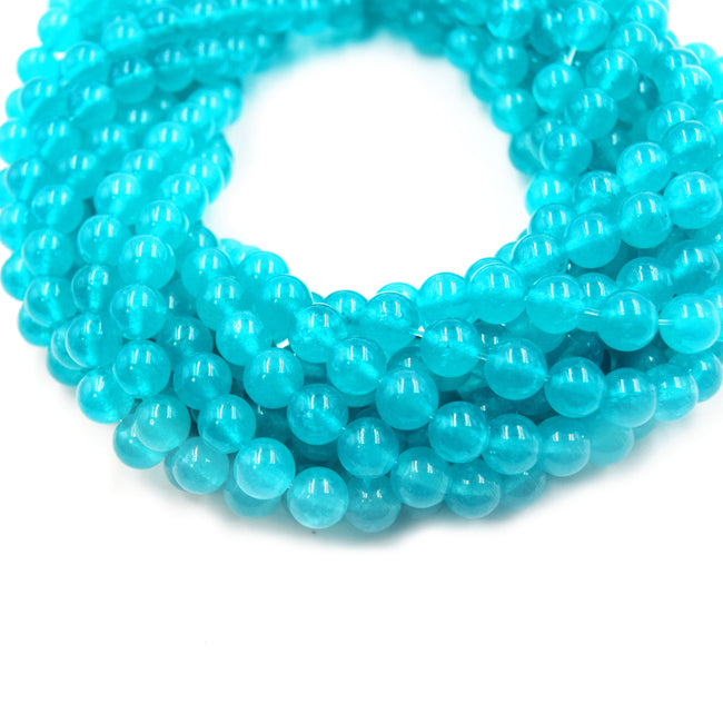Teal Chalcedony Beads |  Natural Smooth Round Gemstone Beads - 6mm 8mm 10mm Available