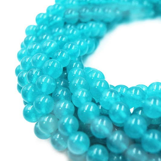 Teal Chalcedony Beads |  Natural Smooth Round Gemstone Beads - 6mm 8mm 10mm Available