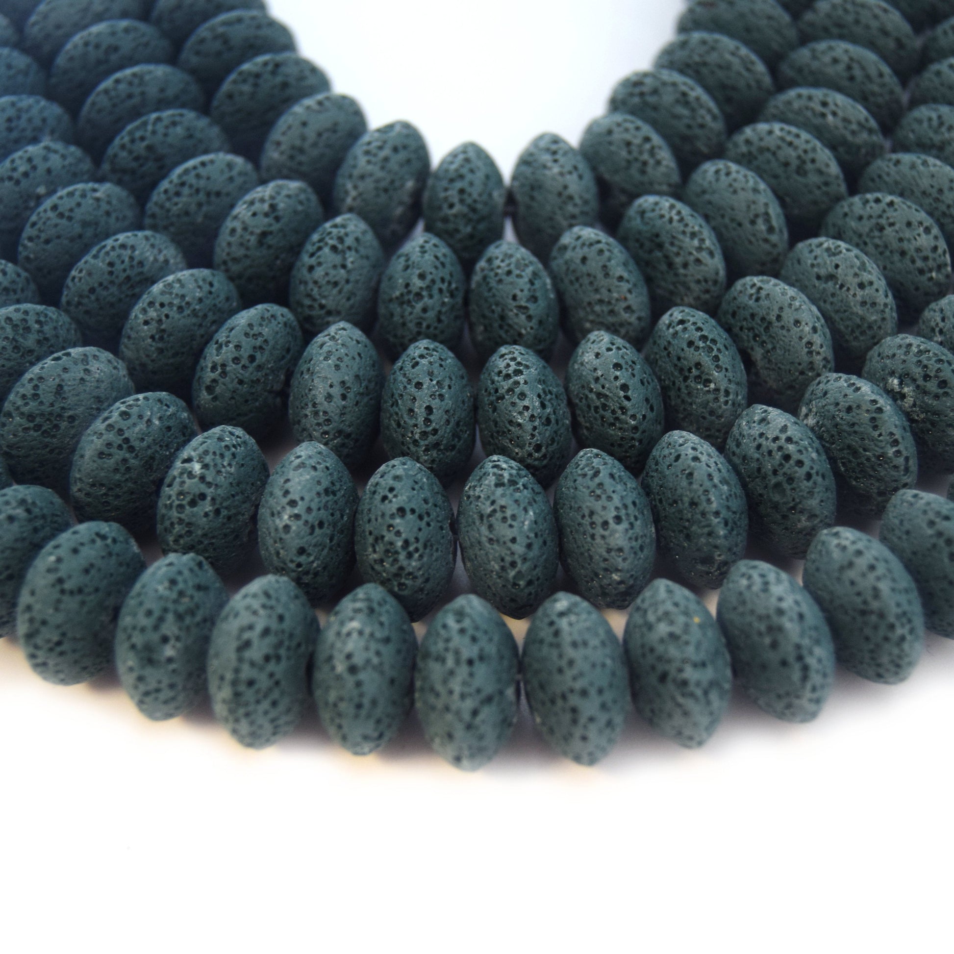 Lava Beads | 16mm Dark Teal Saucer Diffuser Bead - Approx 43 beads per strand (10mm thick)