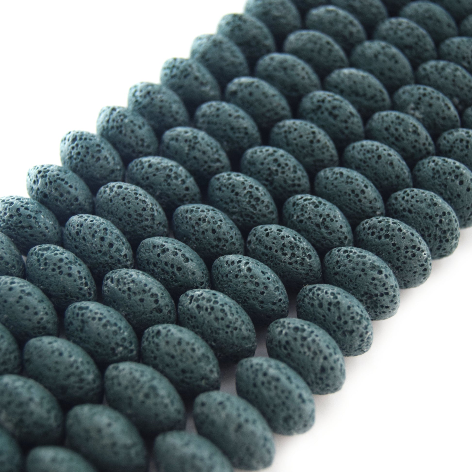 Lava Beads | 16mm Dark Teal Saucer Diffuser Bead - Approx 43 beads per strand (10mm thick)
