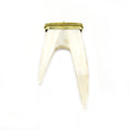 Bone Pendant | Flat Antler Tusk Shaped Natural Ox Bone Pendant with Dotted Gold Cap - 2 Colors available