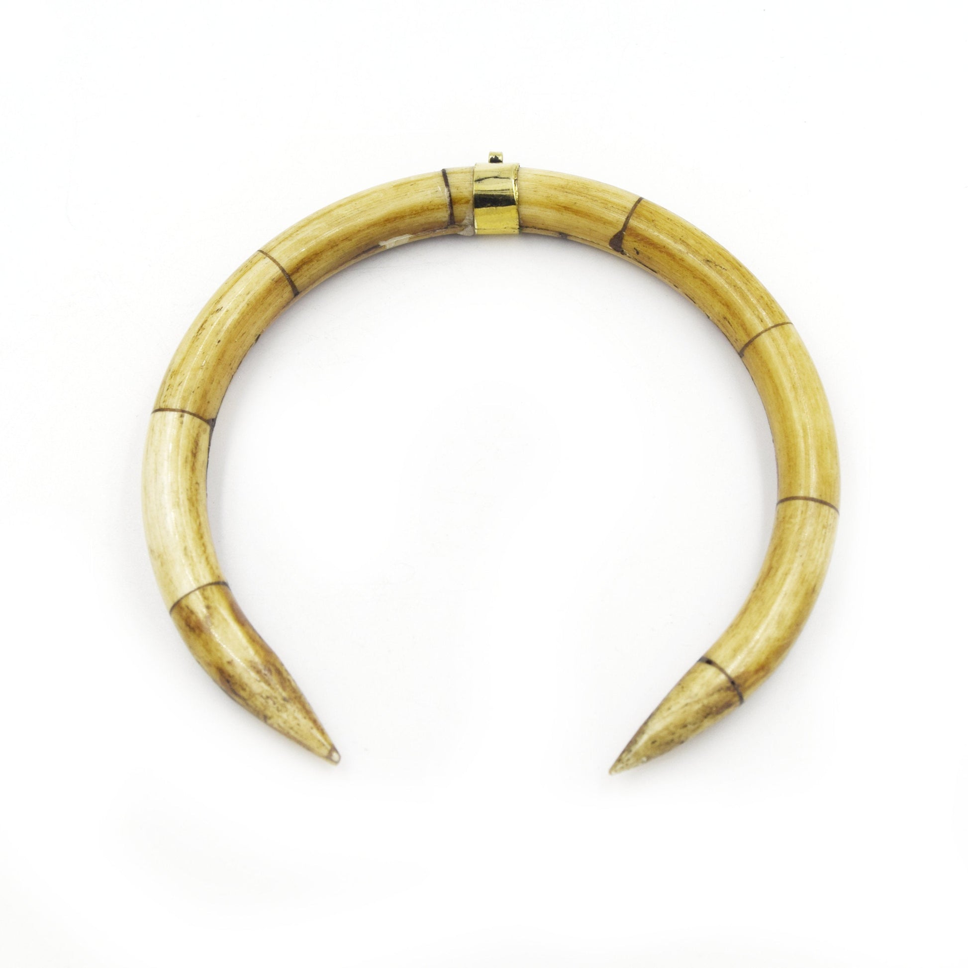 Bone Crescent Pendant | 4.5" Inch Crescent Shaped Natural Ox Bone with Gold Bail | White or Brown - 10mm Thick