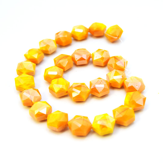 Yellow Orange Chinese Crystal Beads | Hexagon, Rectangle, Oval, Square, Coin, Teardrop, Shaped Glass Beads