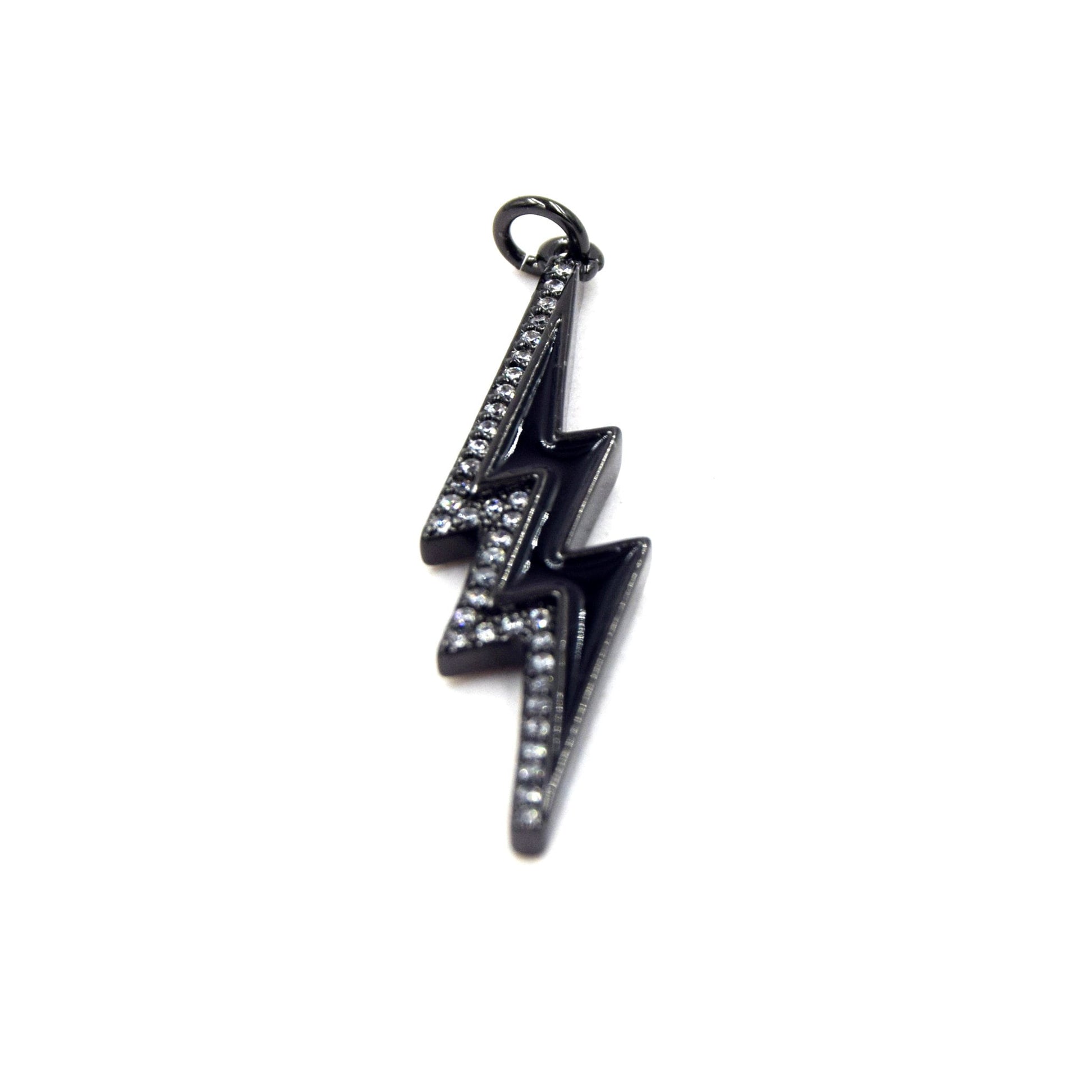Lightning Bolt Cubic Zirconia Charm | CZ Pendant | 11mm x 36mm