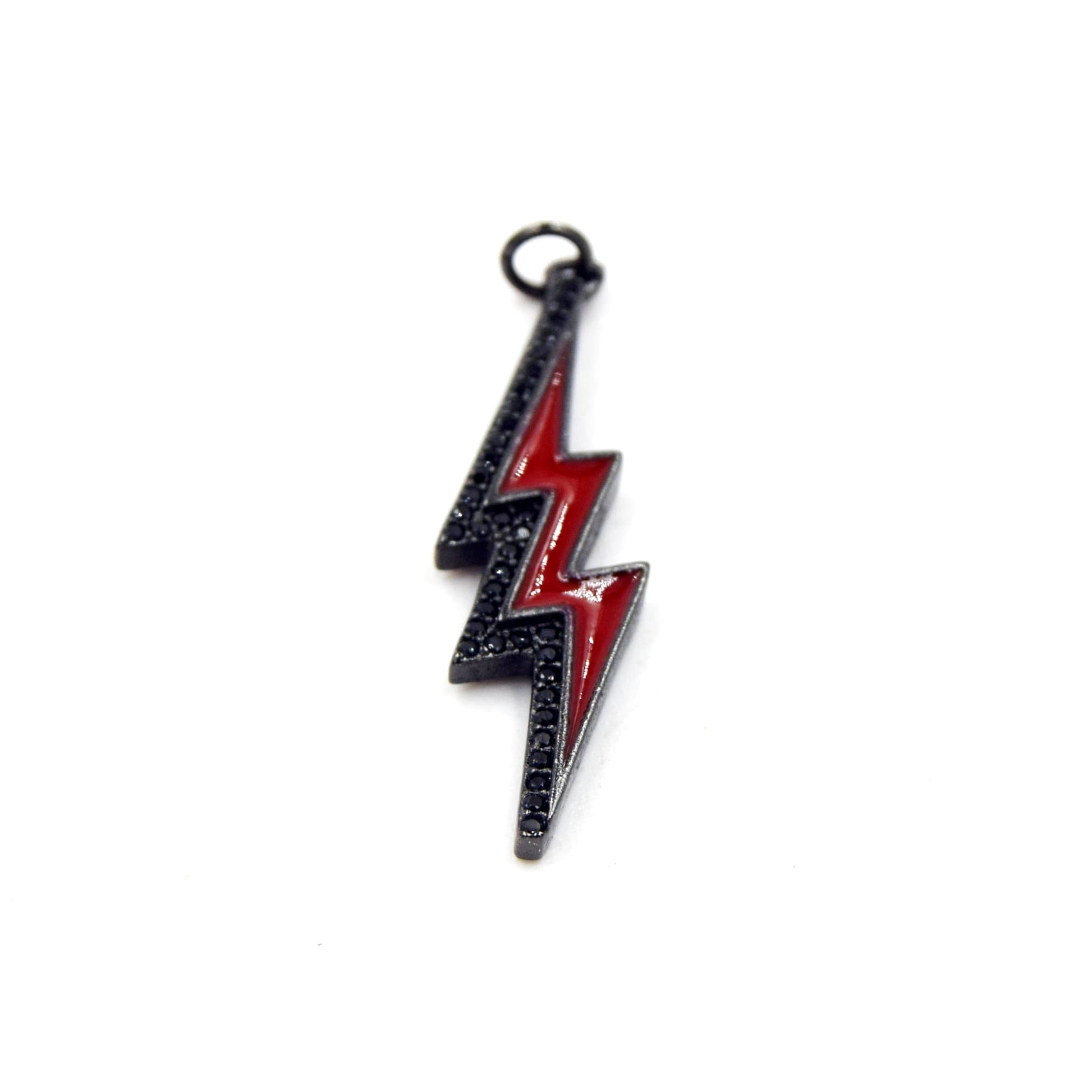 Lightning Bolt Cubic Zirconia Charm | CZ Pendant | 11mm x 36mm