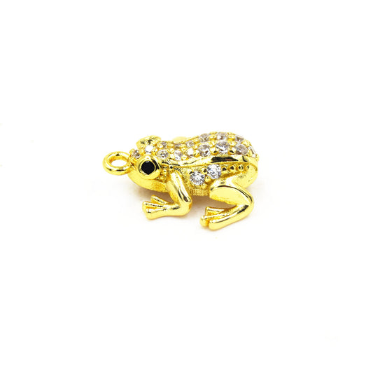 CZ Pendant | 11mm x 12mm Frog Shaped Cubic Zirconia Gold Plated Pendant/Charm