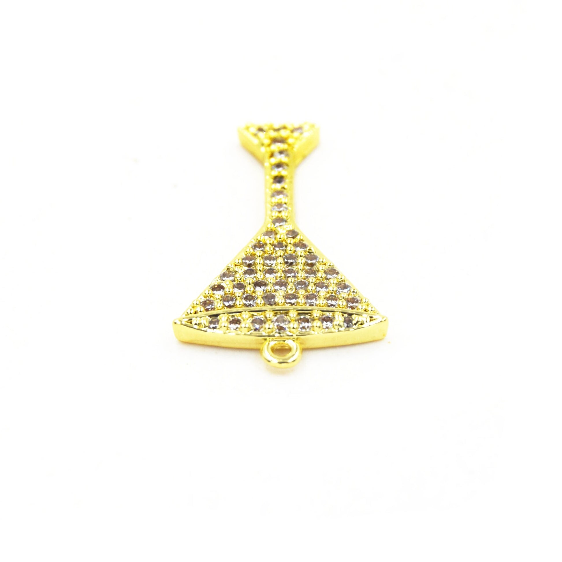 CZ Pendant | 15mm x 23mm Martini Glass Shaped Cubic Zirconia Gold Plated Pendant/Charm